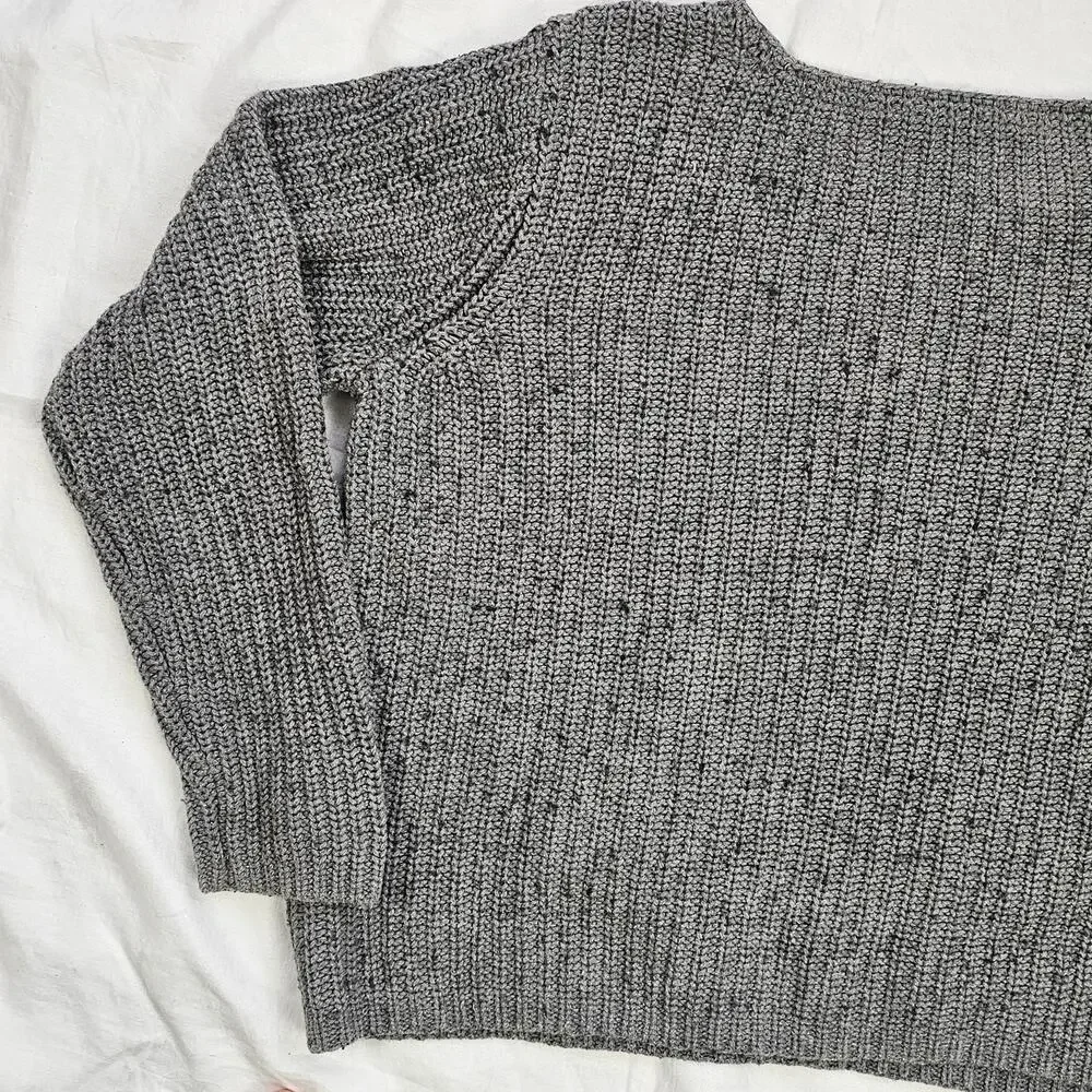 JJill gray marl jewel neck pullover sweater minimal simple normcore XL